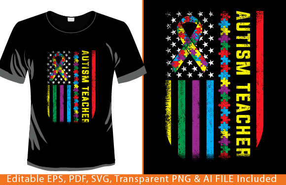 American Flag Autism Teacher Awareness