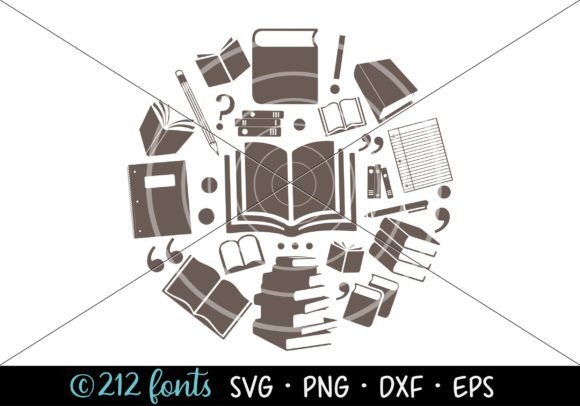 Books Reading Literature Graphic for Embroidery
