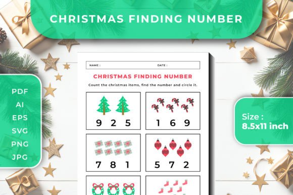 Christmas Finding Number Worksheet - 4
