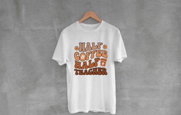 Half Coffee Half Teacher Retro T-Shirt