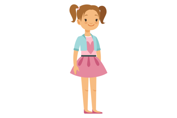 Happy School Girl in Dress: A Charming Embroidery Design