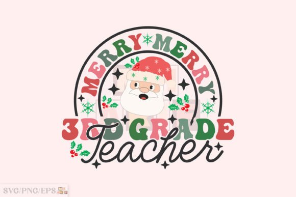 Merry 3rd Grade Teacher Christmas PNG