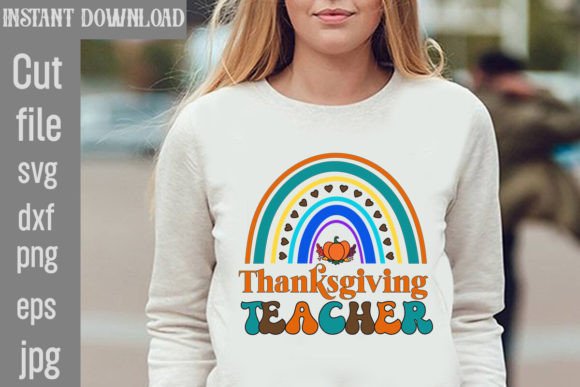 Thanksgiving Teacher Retro PNG Sublimation